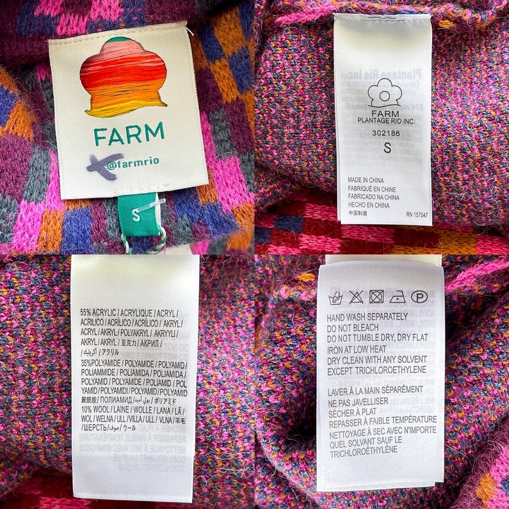 Farm Rio Tapestry Scarf Sweater Maxi Dress Knit Pink Multi Small‎ NWT - Picture 7 of 14